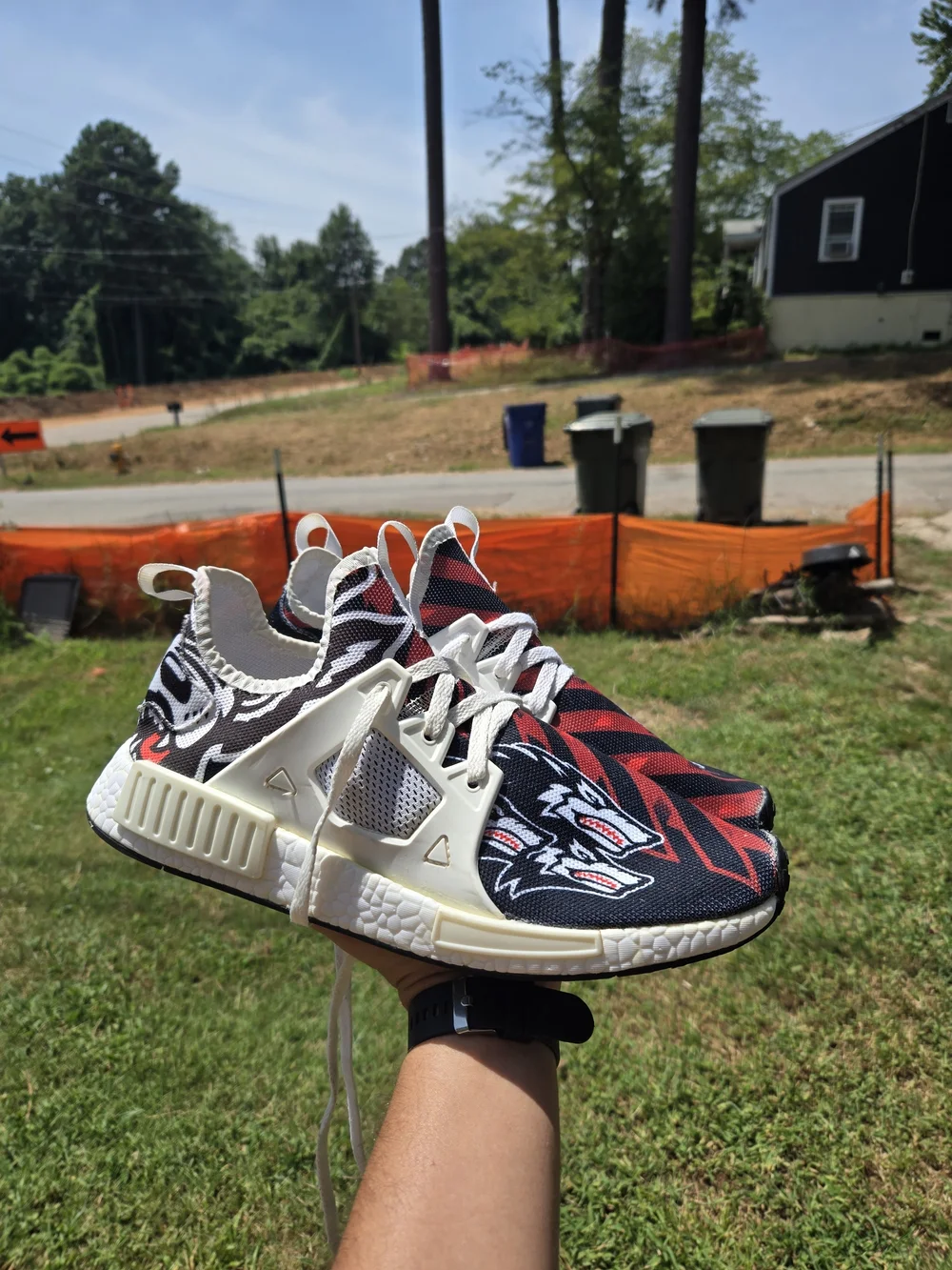 Youth Athletic Sneakers - Black & Red Stripe Kids Shoes